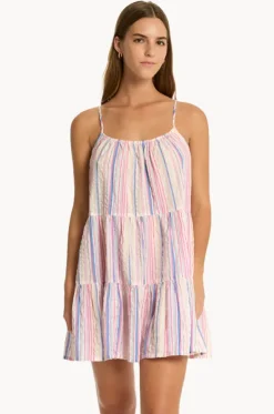 Boho Stripe Tie Back Short Sundress