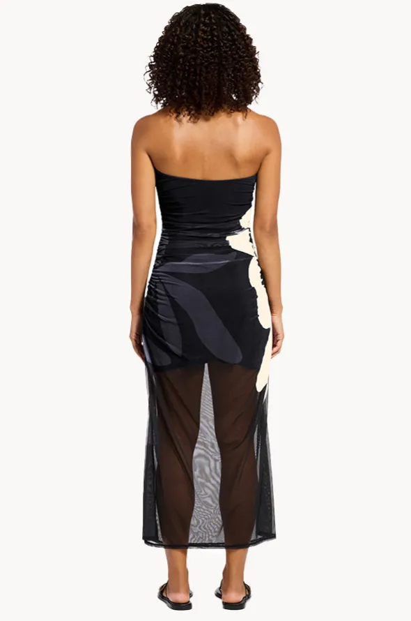 Cactus Garden Mesh Strapless Dress