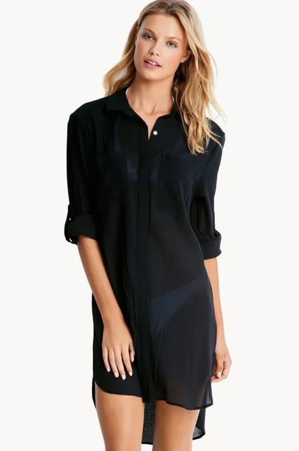 Crinkle Twill Beach Shirt