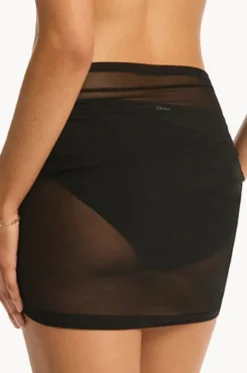 Day Club Drawstring Mini Mesh Skirt
