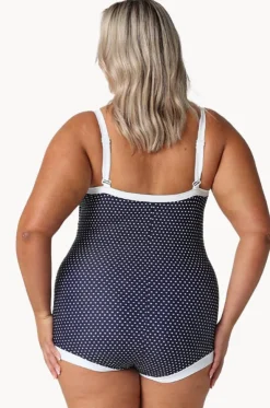 Dots Tie Front Boyleg One Piece