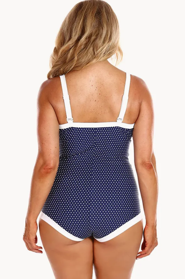Dots Tie Front Boyleg One Piece
