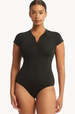 Eco Essentials Zip Front Short Sleeve Sunsuit