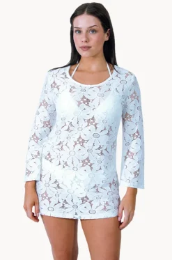 Floral Crochet Bell Sleeve Tunic