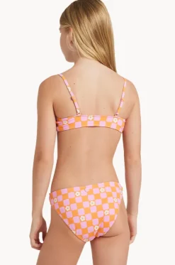 Girls Flower Check Tri Set