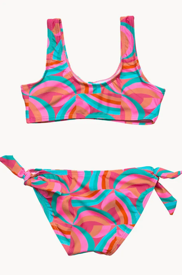 Girls Geo Melon Tie Crop Set