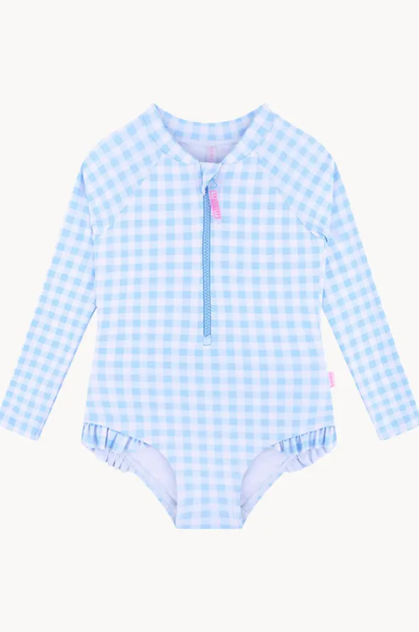 Girls Gingham Long Sleeve Sunsuit