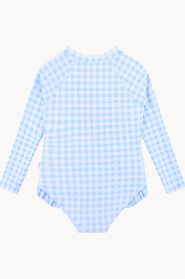 Girls Gingham Long Sleeve Sunsuit