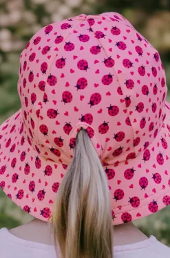 Girls Ladybug Ponytail Bucket Hat
