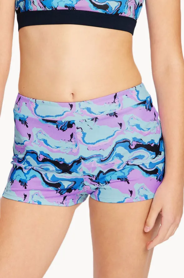 Girls Marble Performance Hi Waist Short