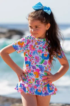 Girls Miss Leilani Short Sleeve Suntop Set