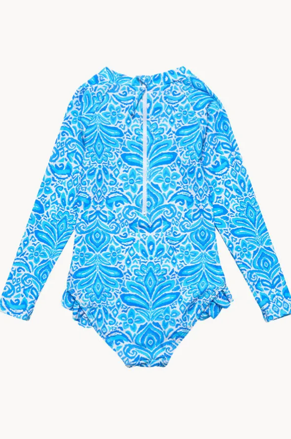 Girls Santorini Blue Sunsuit