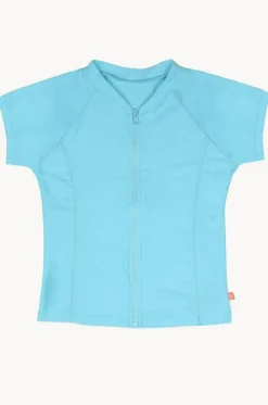 Girls Short Sleeve Zip Suntop