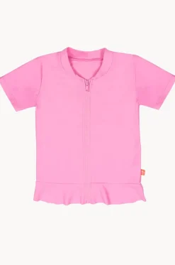 Girls Short Sleeve Zip Suntop