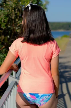 Girls Short Sleeve Zip Suntop