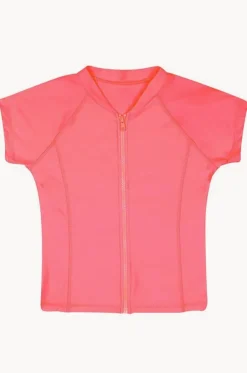 Girls Short Sleeve Zip Suntop