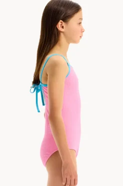 Girls Textured Contrast One Piece
