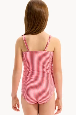 Girls Textured Stripe Tie Front One Piece