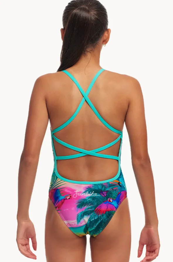 Girls The Beach Strapped In One Piece