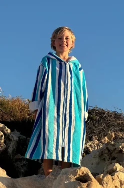 Kids Stripe Hooded Towelling Robe 7-11Y