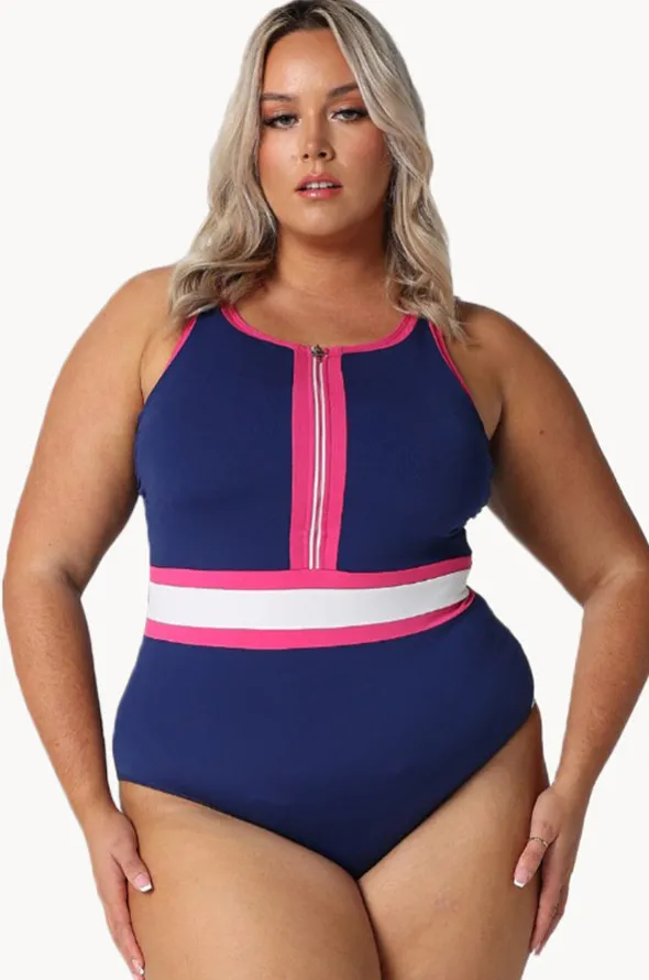 Luxe Sport Zip High Neck One Piece