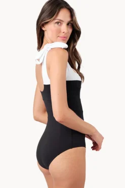 Monochrome Texture Classic Square Neck One Piece