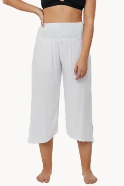 Plain 3/4 Rouched Tie Pants