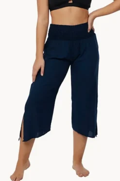 Plain 3/4 Rouched Tie Pants