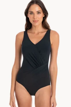 Plain Gathered Cross Over One Piece