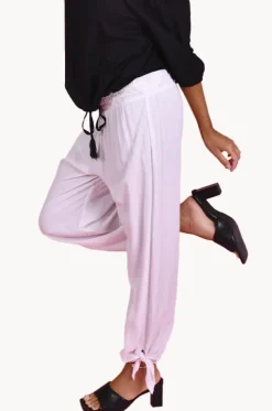 Plain Long Rouched Tie Pants