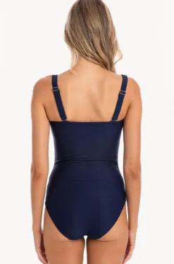 Plain Textured Twist Bandeau One Piece