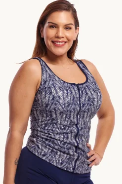 Pressure Palm DD/E Cup Zip Front Tankini Separate