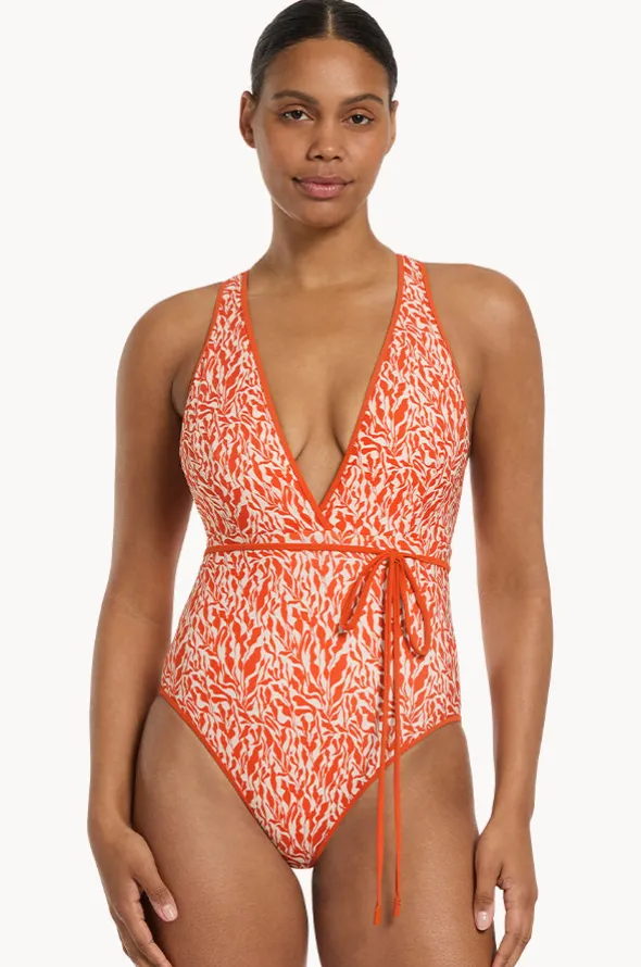 Sereno Ditsy Plunge Waist Tie One Piece