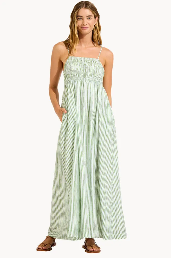 Shirred Midi Dress