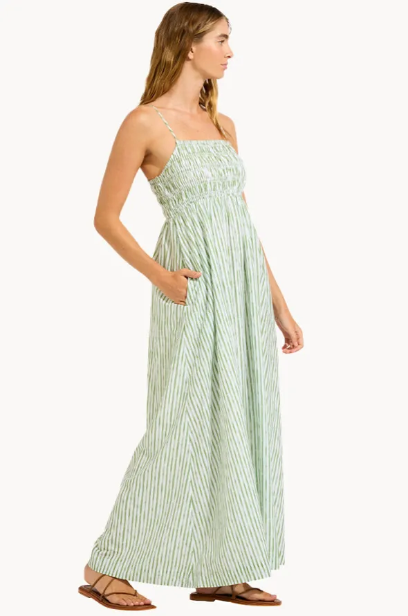 Shirred Midi Dress
