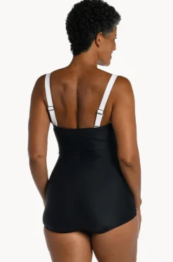 Solid Ruched Bandeau One Piece