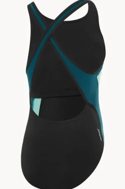 Splice Cross Back High Neck One Piece