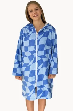 Tidal Checker Hooded Towelling Robe M/L